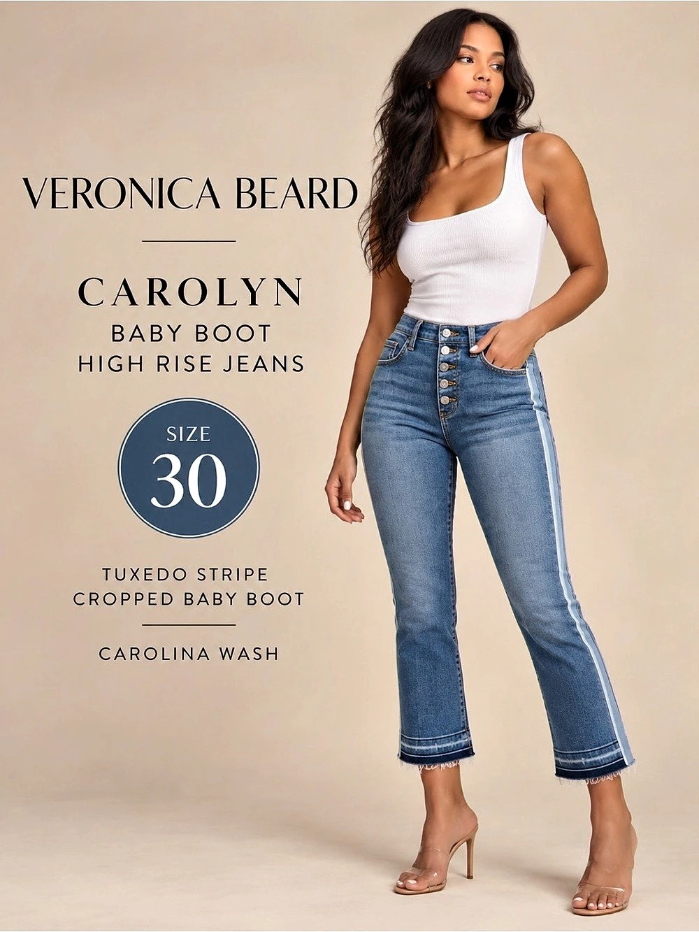 Veronica Beard Carolyn Baby Boot High Rise Tuxedo Stripe Jeans Size 30